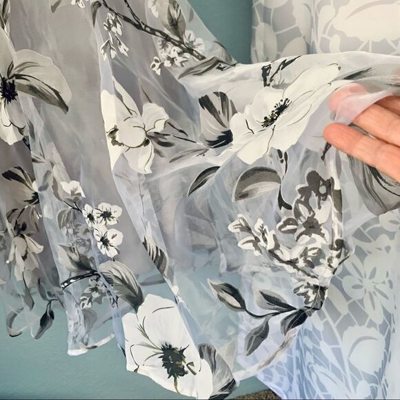 Gray Floral Organza A-Line Dress Size XL - Picture 7 of 11
